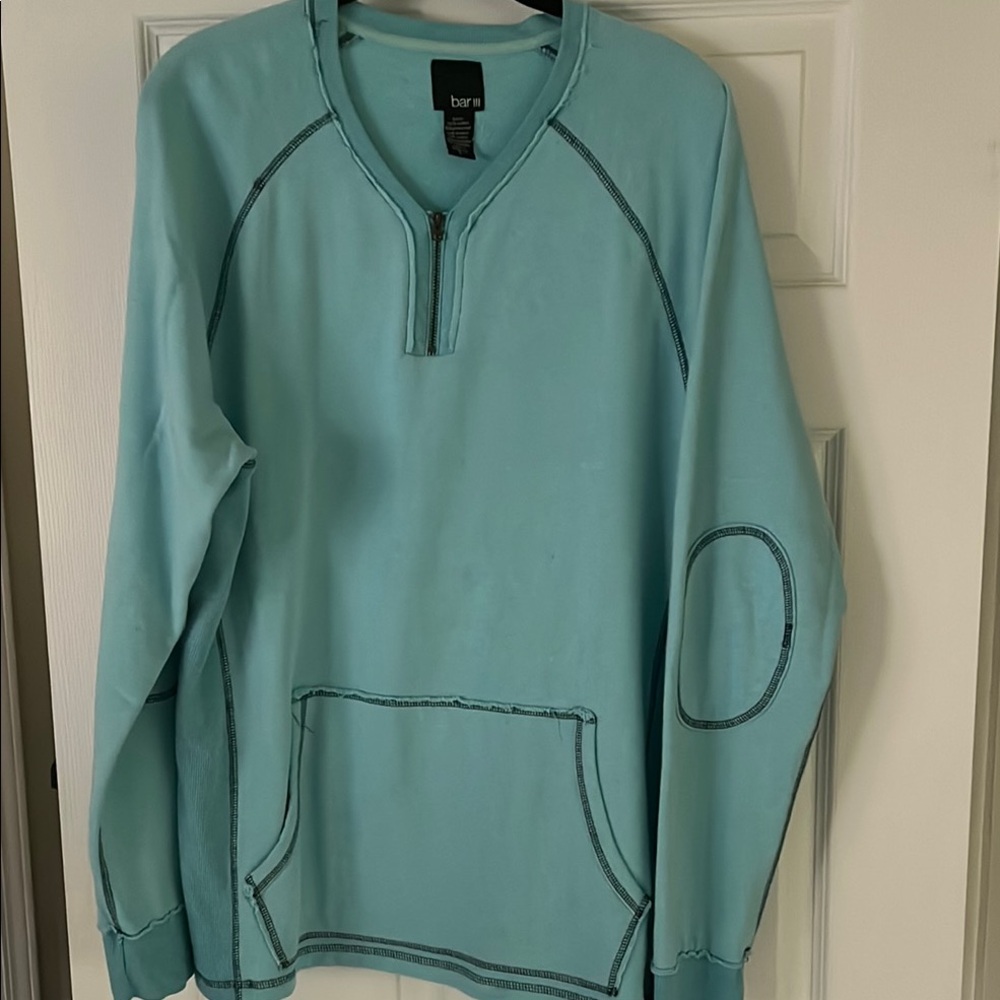 Bar III Blue Zip Up Sweater with Raglan Sleeves